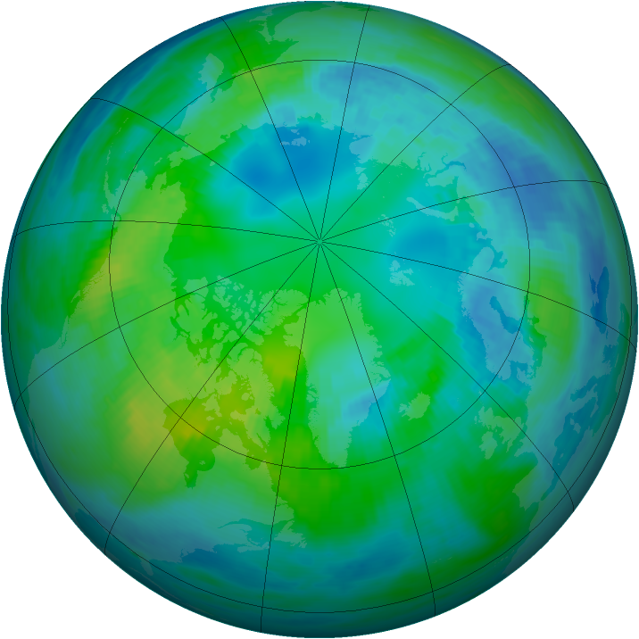 Arctic ozone map for 21 October 1990